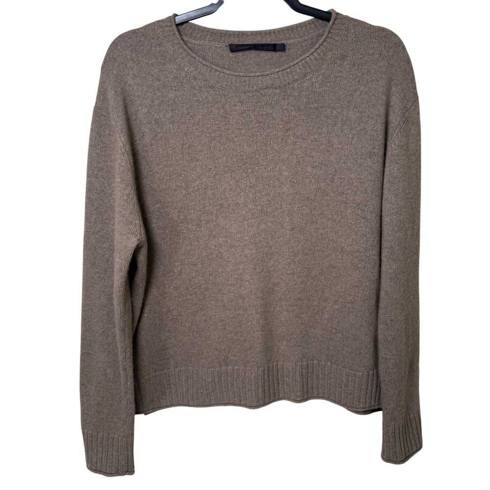 Jenni Kayne Women Taupe Wool Cashmere Blend Crewneck Sweater Large L
